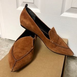 Fun Charles David Burnt Orange Suede Leather Pointed Tow Flats Size 7